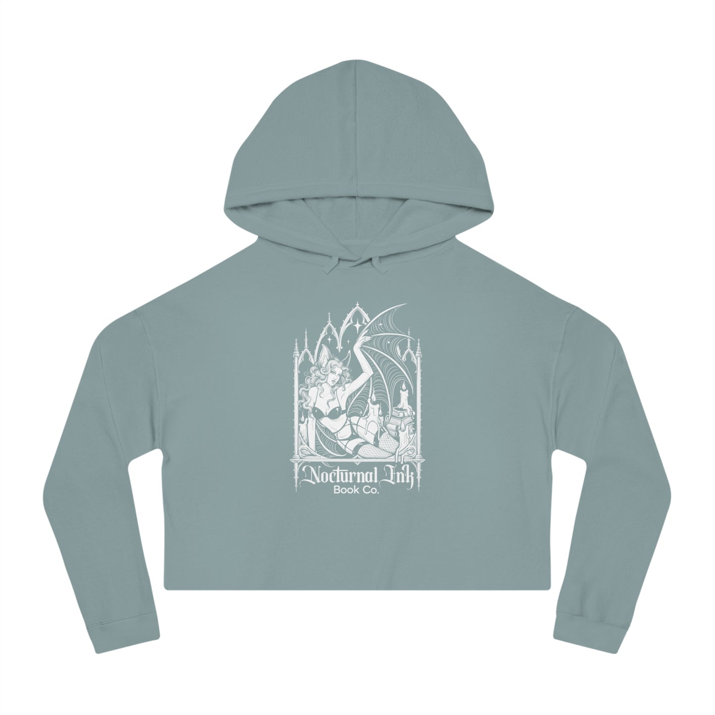 Nocturnal Bat Cropped Hooded Sweatshirt