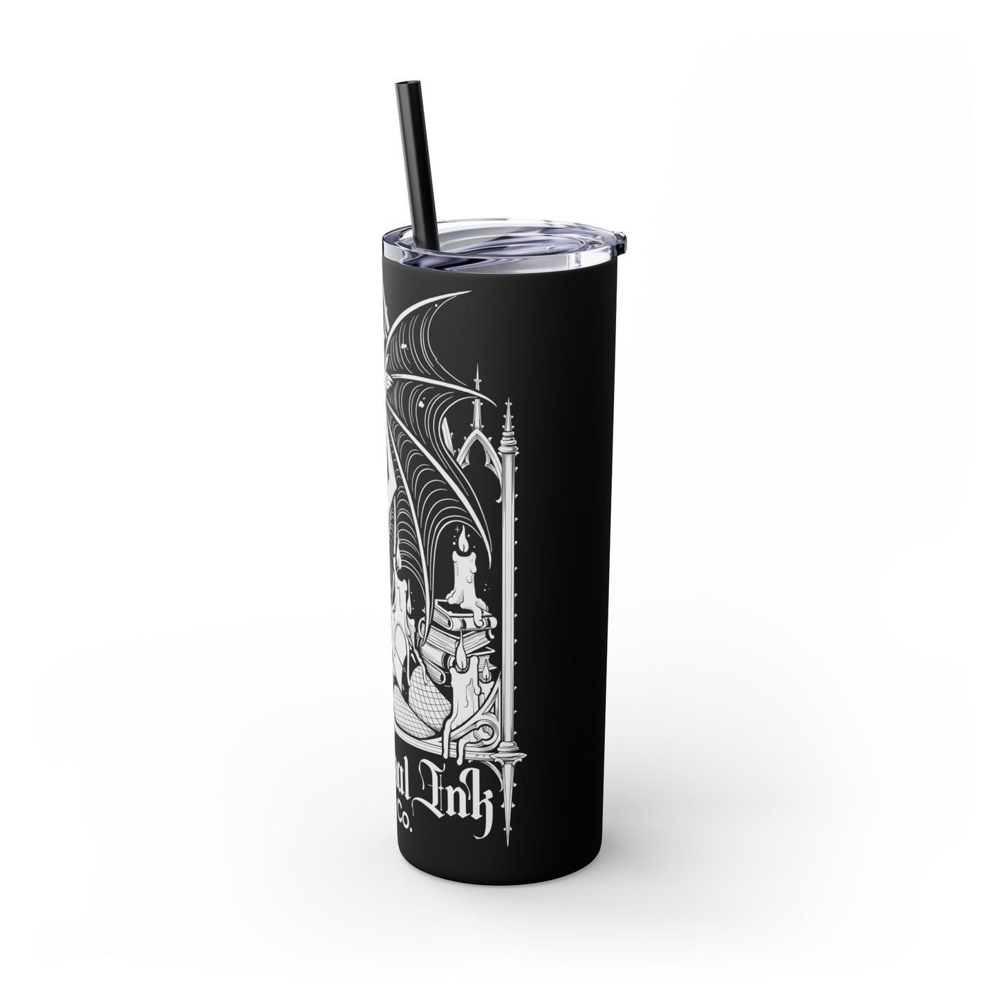 Nocturnal Bat Skinny Tumbler with Straw, 20oz