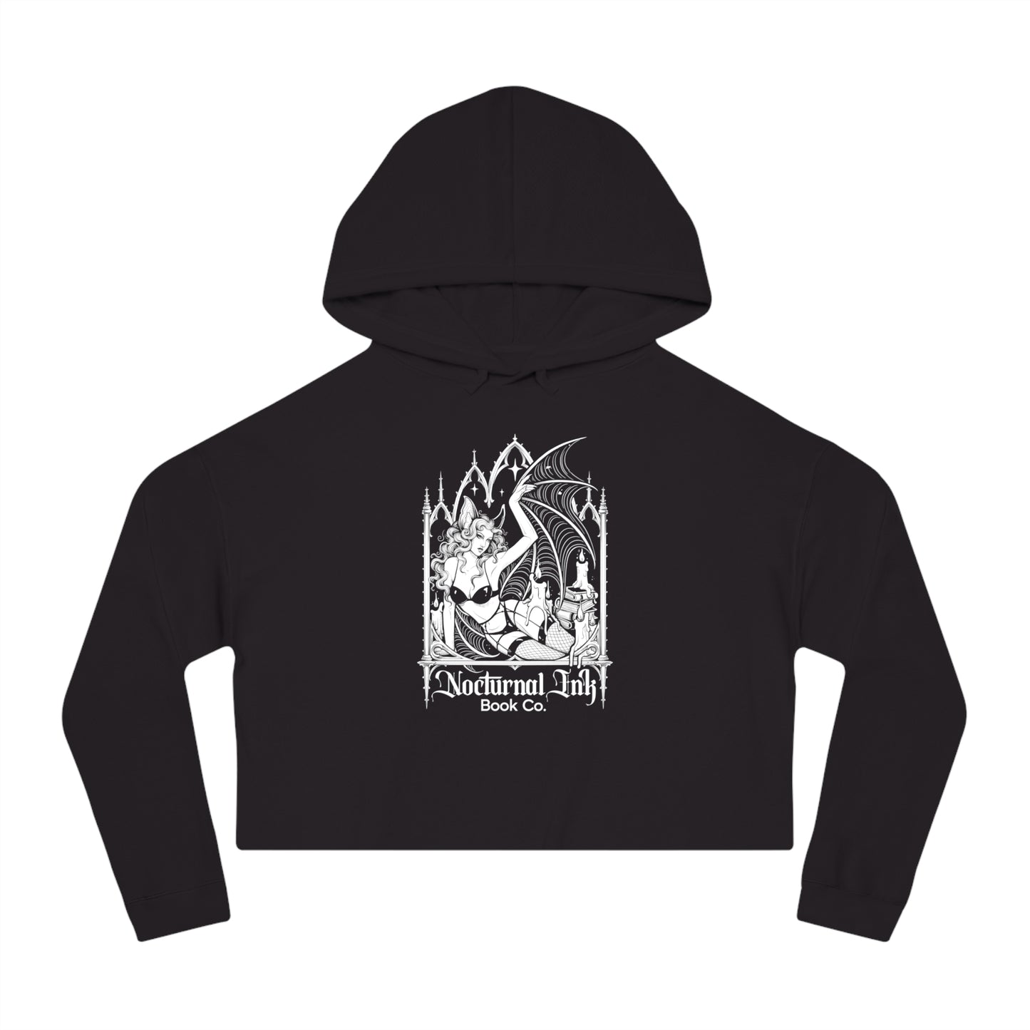 Nocturnal Bat Cropped Hooded Sweatshirt