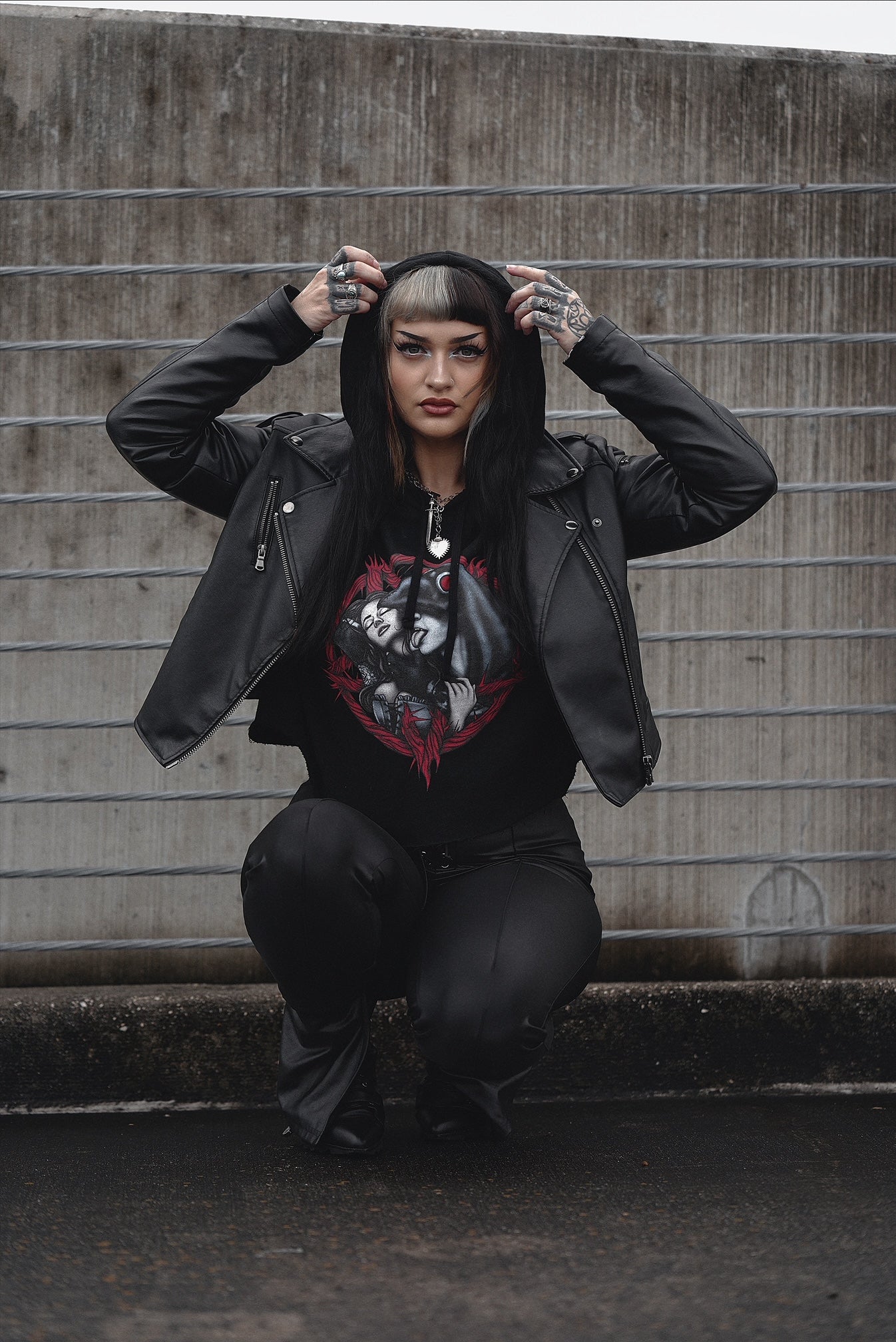 Plague Doctor x Witch Cropped Hooded Sweatshirt