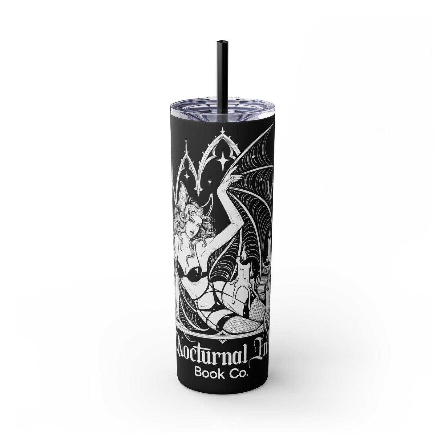 Nocturnal Bat Skinny Tumbler with Straw, 20oz