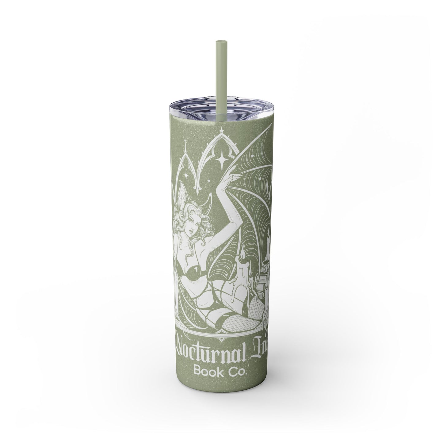 Nocturnal Bat Skinny Tumbler with Straw, 20oz