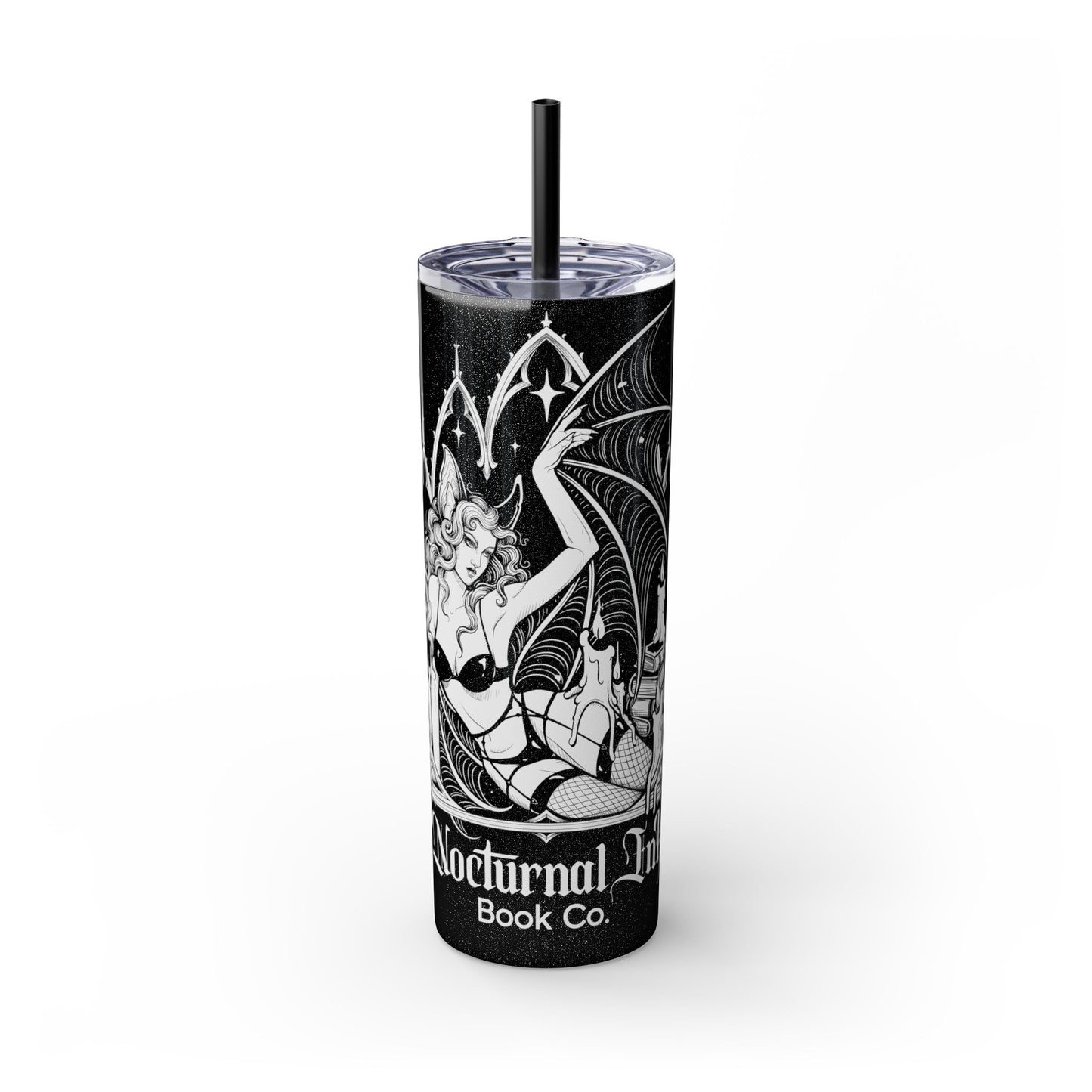 Nocturnal Bat Skinny Tumbler with Straw, 20oz